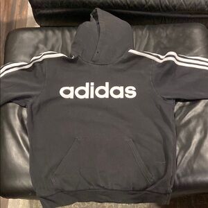 Adidas Black Hoodie with White Stripes